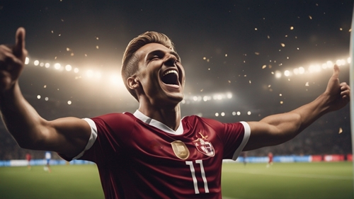 Un futbolista feliz de tener acceso a un corredor de apuestas deportivas