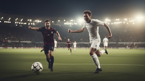 Dos futbolistas en primer plano persiguiendo un balón